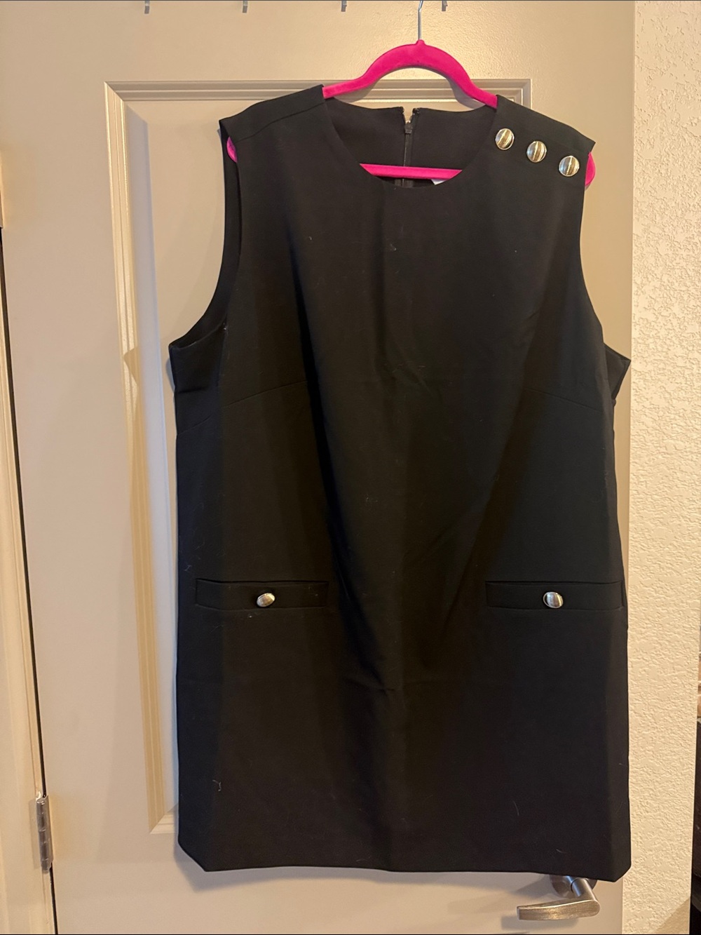 H&M Black Sleeveless Mini Dress with Silver Buttons